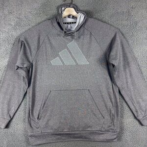 Adidas Hoodie Mens Large Gray‎ Sweatshirt Outdoor Athletic Basketball Gym Run